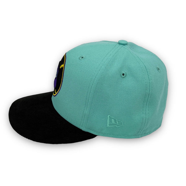 The C Pack 2.0 Brooklyn Dodgers New Era 59FIFTY Blue Tint & Black Corduroy Hat Yellow Bottom