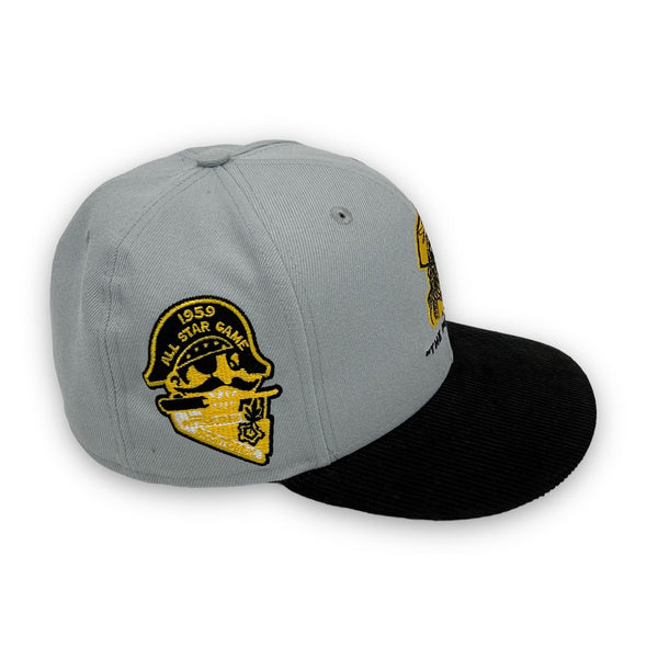 The C Pack 2.0 Pirates New Era 59FIFTY H Grey & Black Corduroy Hat Grey Bottom
