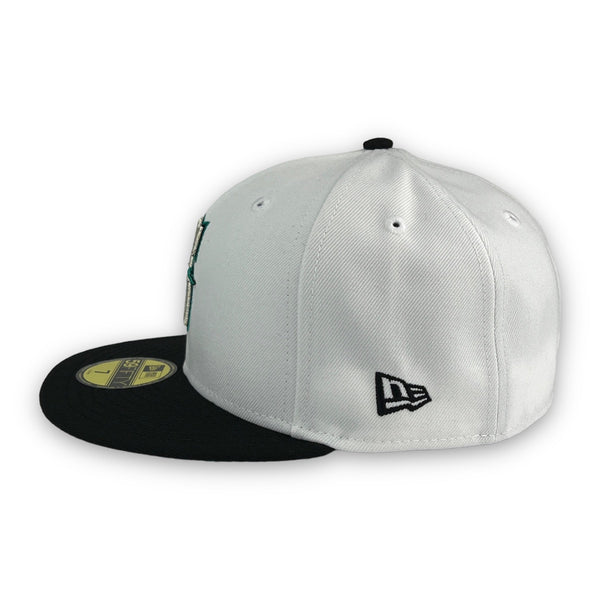 The Tribute Mariners 23 ASG 59FIFTY New Era White & Black Fitted Hat Teal Bottom