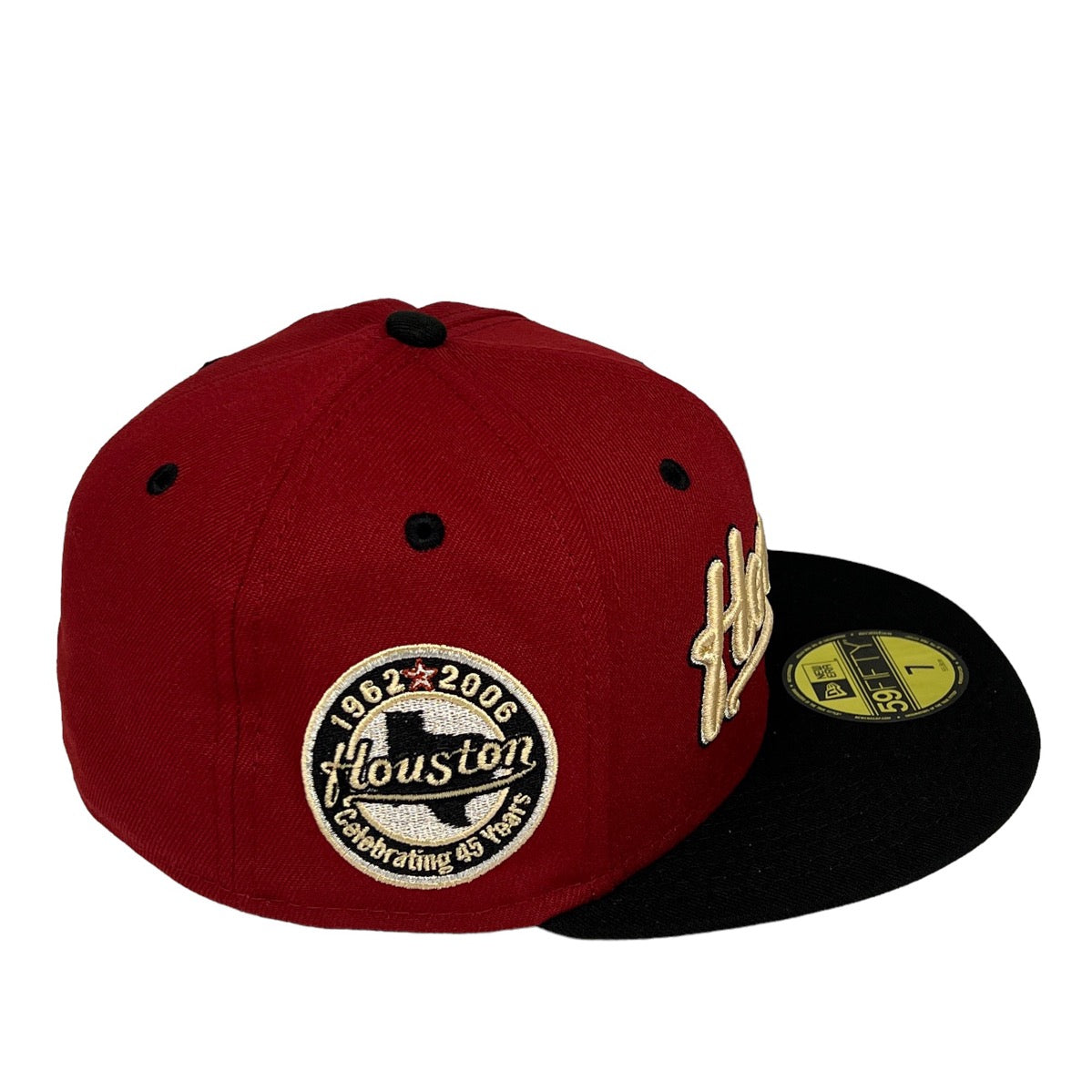 Astros 45 Years 59FIFTY New Era H Red & Black Fitted Hat Grey Bottom