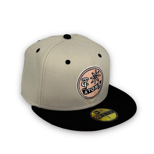 Tri-City Atoms New Era 59FIFTY New Era Stone & Black Fitted Hat Blush Bottom