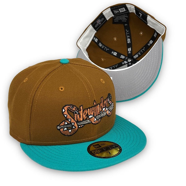 Tucson Sidewinders New Era 59FIFTY New Era Brown & Teal Fitted Hat Grey Bottom