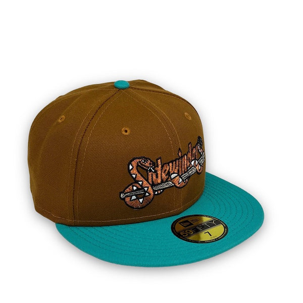 Tucson Sidewinders New Era 59FIFTY New Era Brown & Teal Fitted Hat Grey Bottom