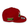 Welcome to Queens NY 9FIFTY New Era Red Snapback Hat Lime Green Bottom