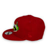 Welcome to Queens NY 9FIFTY New Era Red Snapback Hat Lime Green Bottom