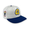 White Dome Braves 72 59FIFTY New Era White & Blue Fitted Hat Grey Bottom
