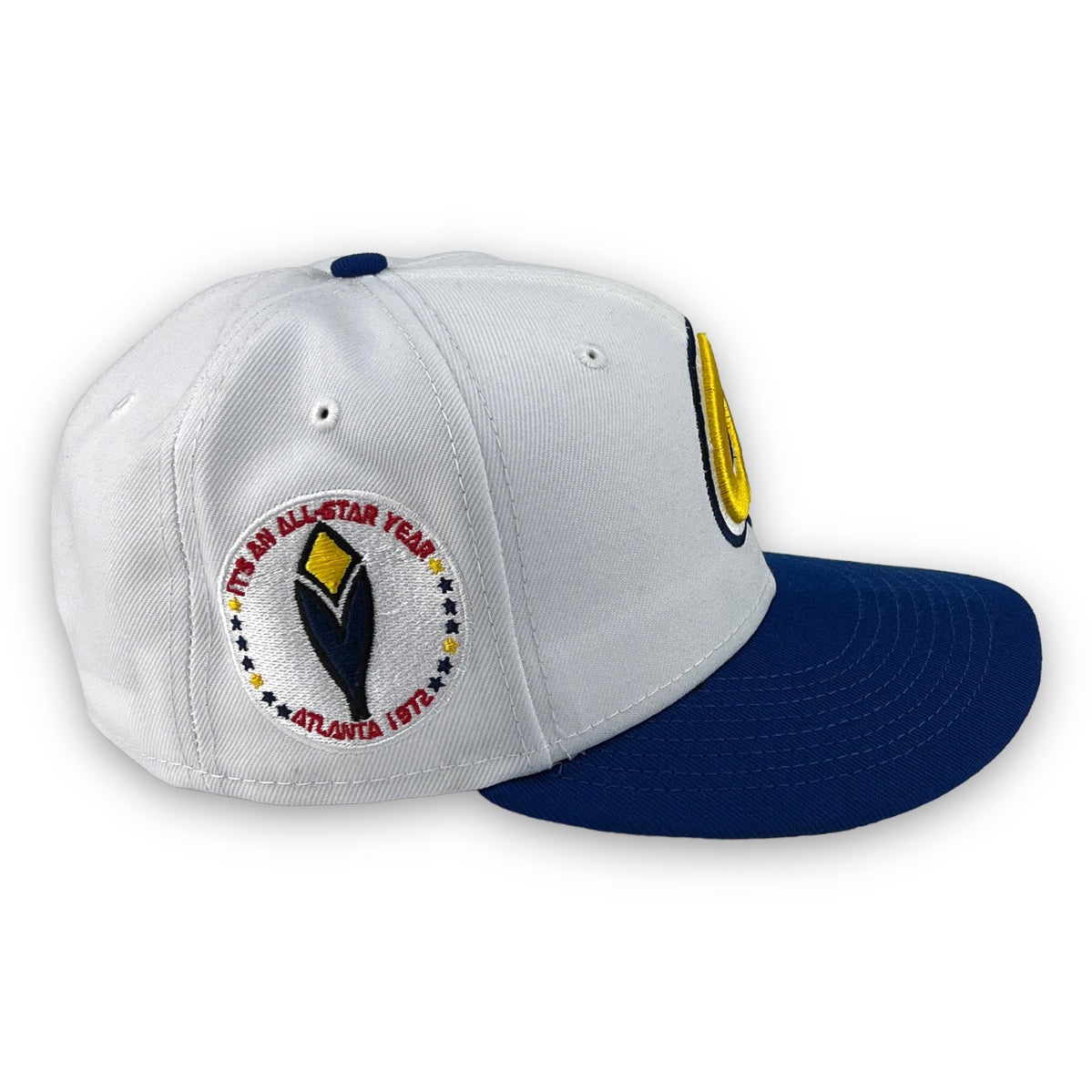 White Dome Braves 72 59FIFTY New Era White & Blue Fitted Hat Grey Bottom