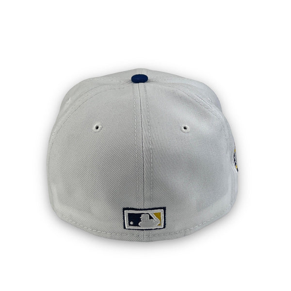 White Dome Braves 72 59FIFTY New Era White & Blue Fitted Hat Grey Bottom
