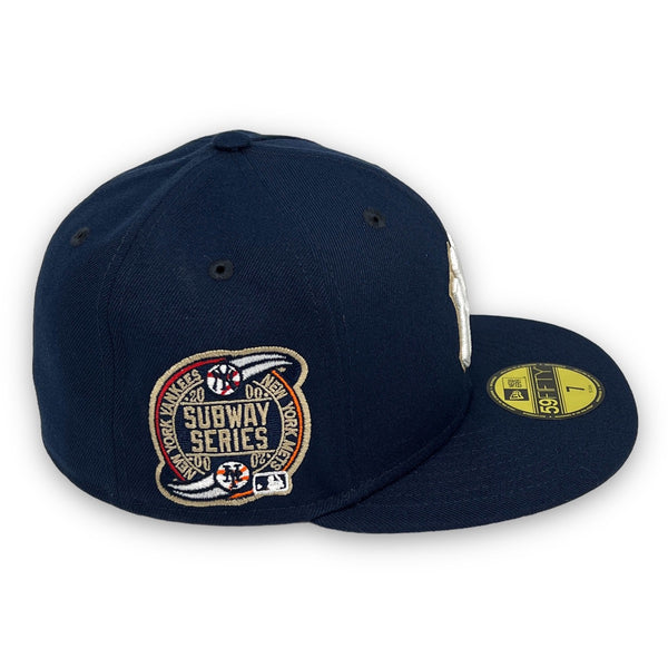 Yankees 00 SS New Era 59FIFTY Light Navy Fitted Hat Khaki Bottom