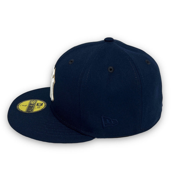 Yankees 00 SS New Era 59FIFTY Light Navy Fitted Hat Khaki Bottom