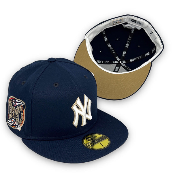 Yankees 00 SS New Era 59FIFTY Light Navy Fitted Hat Khaki Bottom