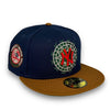 Yankees 27X WS Series New Era 59FIFTY Light Navy & Brown Fitted Hat Green Bottom