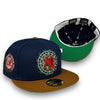 Yankees 27X WS Series New Era 59FIFTY Light Navy & Brown Fitted Hat Green Bottom