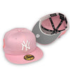 Yankees 99 WS 59Fifty New Era Fitted Pink Hat Gray Bottom