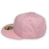 Yankees 99 WS 59Fifty New Era Fitted Pink Hat Gray Bottom