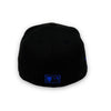 Yankees 99 WS New Era 59FIFTY Black Fitted Hat Royal Blue Bottom
