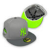 Yankees 99 WS New Era 59FIFTY Grey & Storm Grey Fitted Hat Neon Bottom