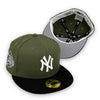 Yankees 99 WS New Era 59FIFTY Olive & Black Fitted Hat Grey Bottom