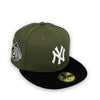 Yankees 99 WS New Era 59FIFTY Olive & Black Fitted Hat Grey Bottom