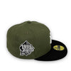 Yankees 99 WS New Era 59FIFTY Olive & Black Fitted Hat Grey Bottom