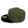 Yankees 99 WS New Era 59FIFTY Olive & Black Fitted Hat Grey Bottom