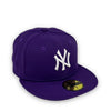 Yankees Basic 59Fifty New Era Fitted Purple Hat Gray Bottom