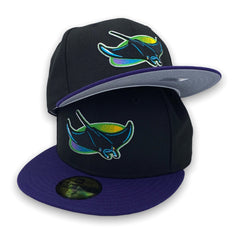 Tampa Bay Rays Black Purple Cooperstown AC New Era 59Fifty Fitted